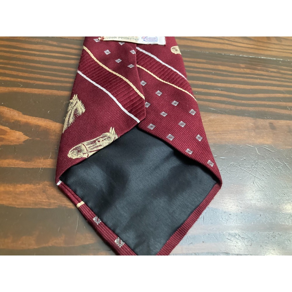 Vintage Rattler Burgundy Red Horse Neck Tie Neckwear 100% Poloyester - Picture 5 of 7